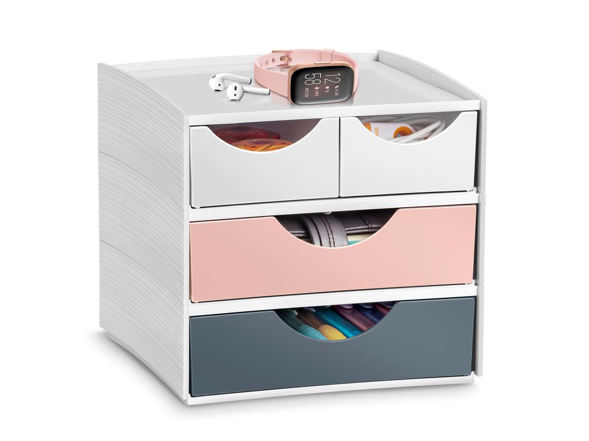 CEP Schubladenbox MyCube Mineral 1032111681 4 Schubl. weiss/grau/pink (3462159017860)
