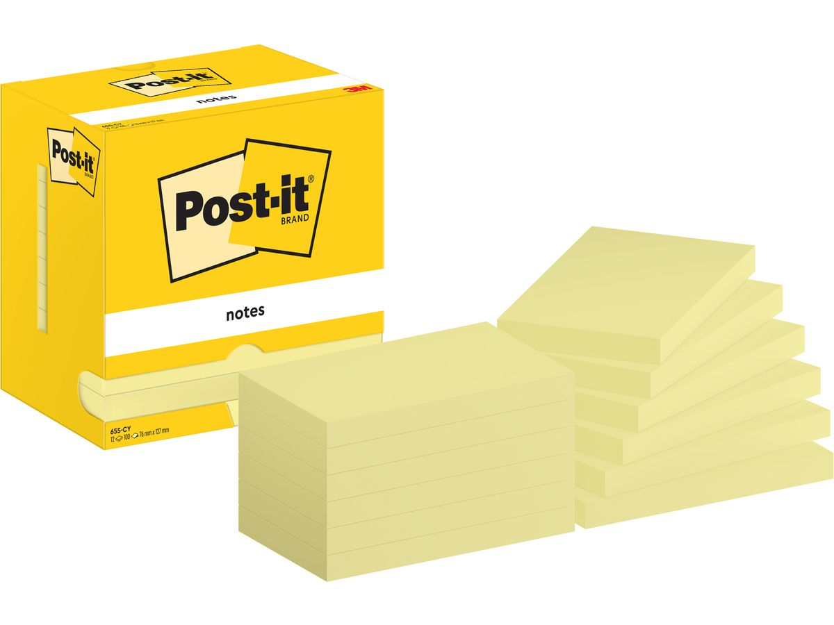 POST-IT Block 76x127mm 655 CY Gelb 12x100 Blatt (4064035065867)