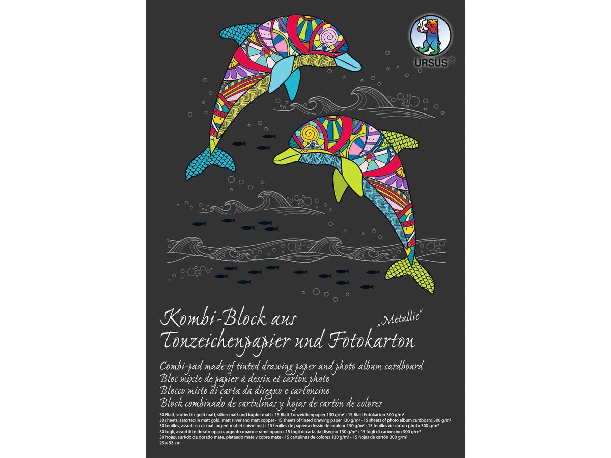 URSUS Combi blocco 23x33cm 7770098SE 130g+300g, 3 colori 30 fogli (4008525206750)