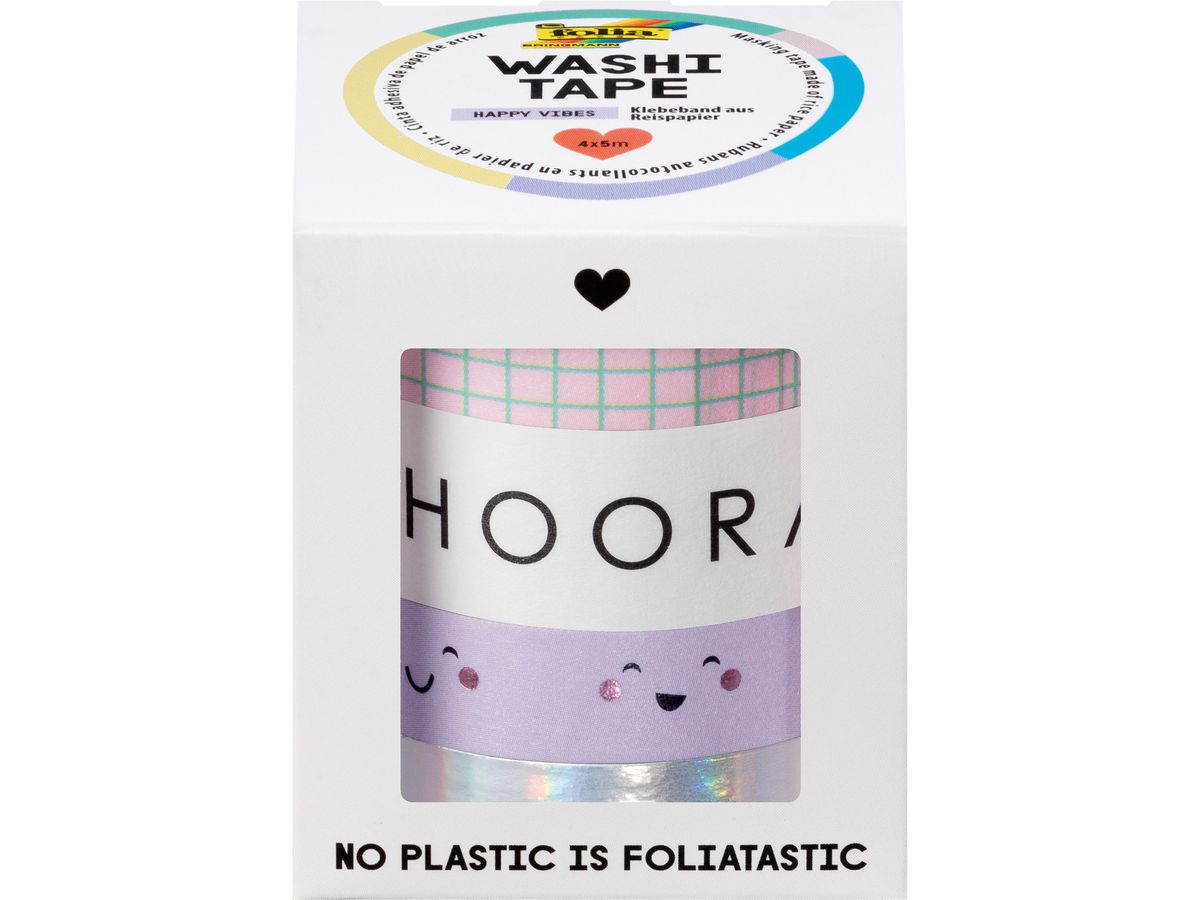 FOLIA Washi Tape Set Happy Vibes 26455 Hotfoil 4 pieces (4001868135312)