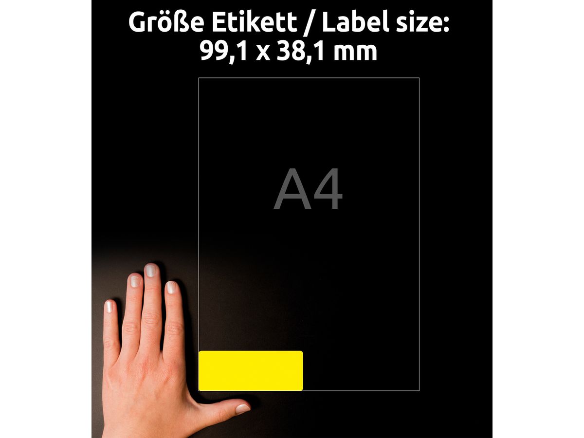 AVERY ZWECKFORM Etiquettes 99,1x38,1mm L7263Y-25 jaune 350 pcs. (4004182608432)