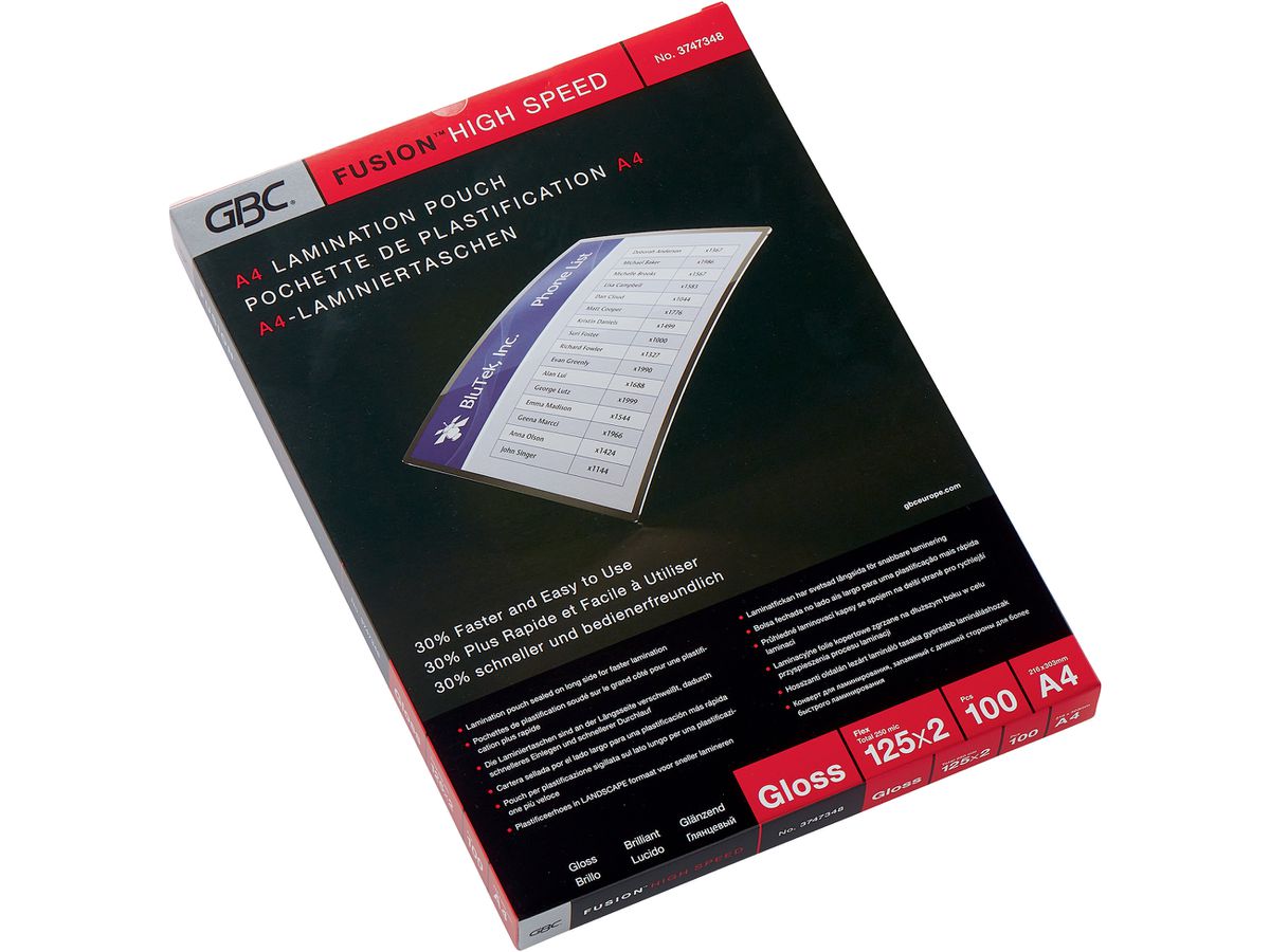 GBC Laminiertasche A4 3747348 glanz, 125my 100 Stk (0033816048072)