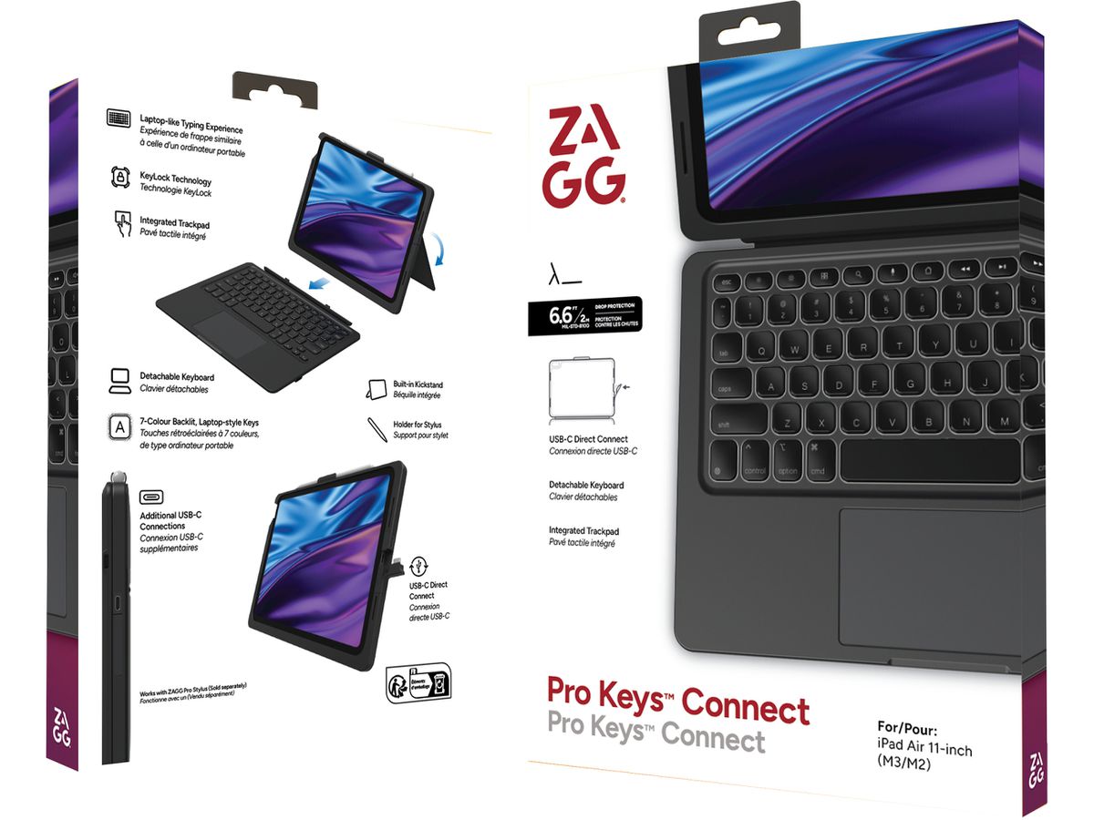 ZAGG Keyboard Pro Keys iPad Air11 103414713 2 Connect, (M2) Black,CH (0840390315557)