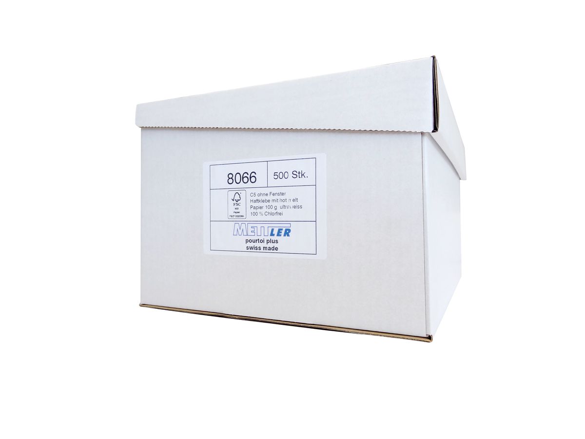 METTLER Enveloppe sans fênetre C5 8066 100g,ultra blanc,colle 500 pc. (7640126062044)