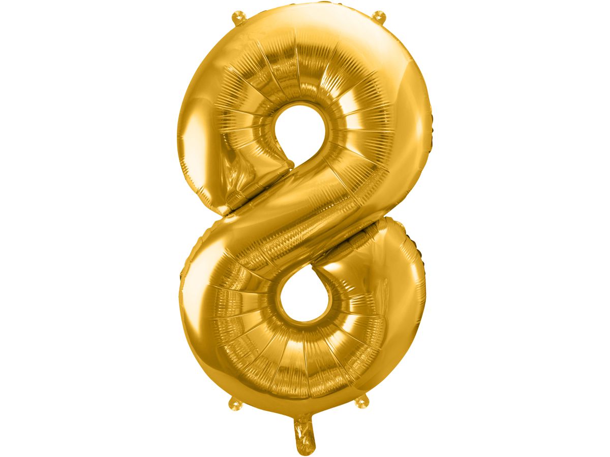 PARTYDECO Folienballon Ziffer 8 86cm FB1M-8-019 gold (5902230736184)
