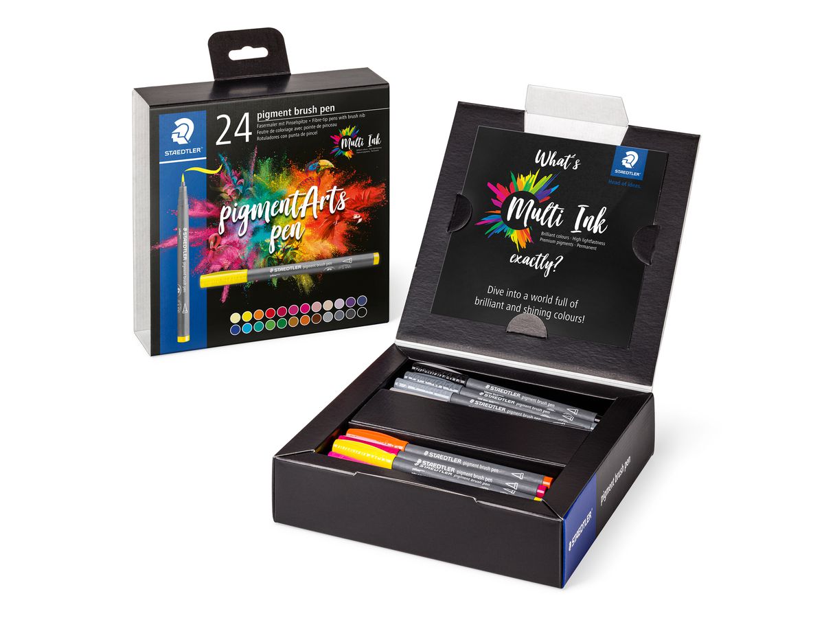 STAEDTLER Fasermaler mit Pinselspitze 371 C24 pigment pen 376 24er Set (4007817096963)