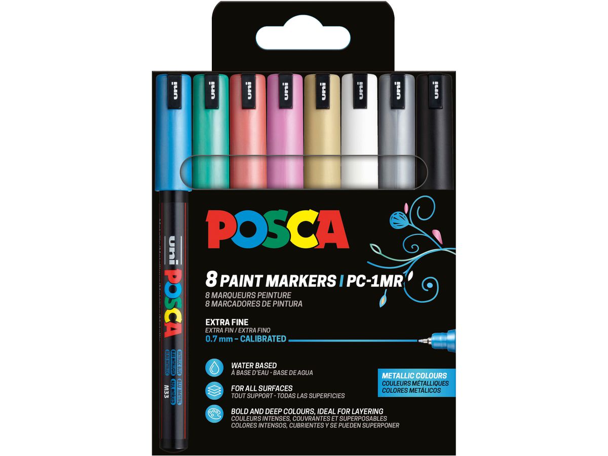 POSCA Fineliner 0.7mm PC-1MR 8P SE Metallic 8 Farben (3701614901406)