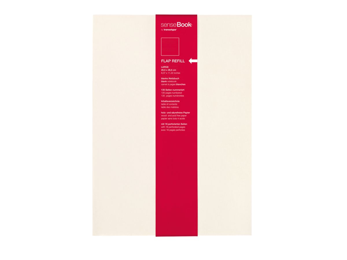 TRANSOTYPE senseBook FLAP REFILL A4 75510400 neutre, L, 135 feuilles beige (8716329071394)