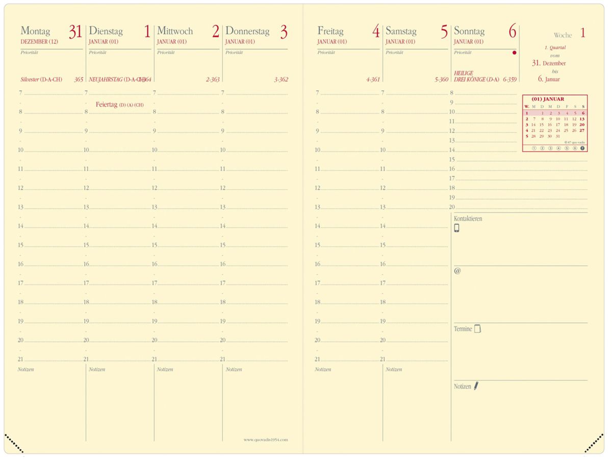 QUO-VADIS Agenda Impala Gesch.Pr. 2026 285302Q 1W/2S schwarz DE 10x15cm (3371010137435)