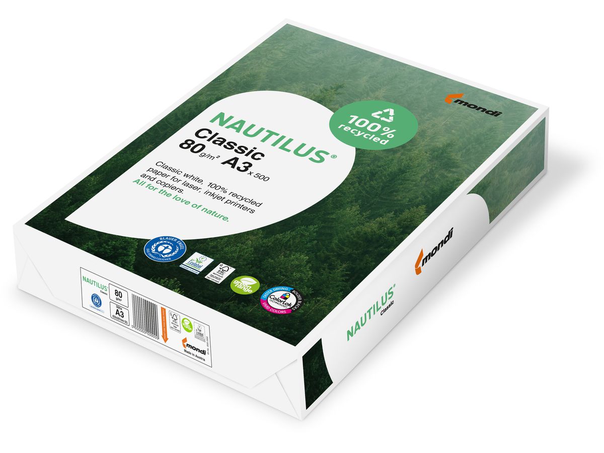 NAUTILUS CLASSIC Carta per copie A3 88032444 80g, recycling 500 fogli (9003974433226)