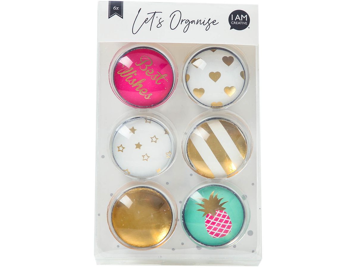 I AM CREATIVE Aimant été Let`s Organize 4035.51 Verre, 3x1cm 6 pièces (7611983215485)
