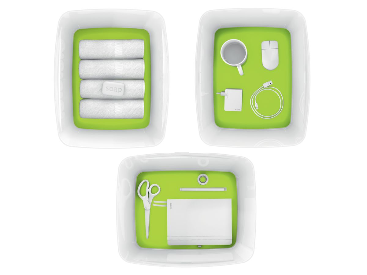 LEITZ MyBox Gross, mit Deckel 18lt 52161054 weiss/grün (4002432123599)