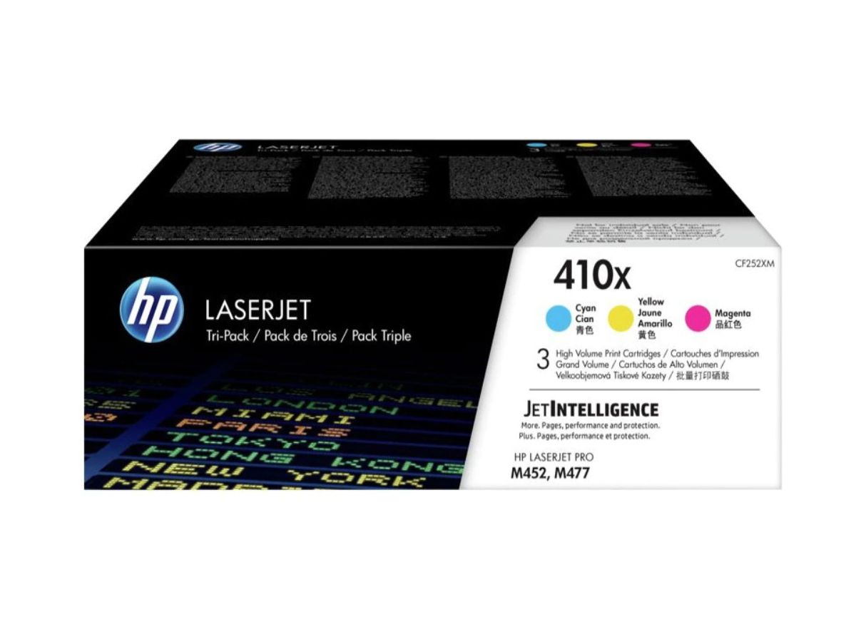 HP Toner Tri-Pack 410X CMY CF252XM CLJ Pro M452 5000 S. (0190780321348)