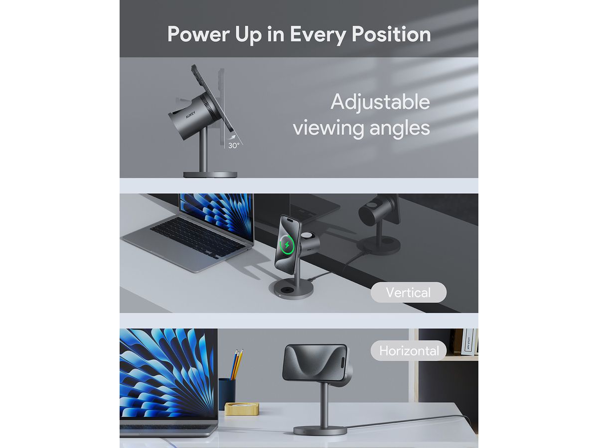 AUKEY MagFusion 3-IN-1 Pro LC-MC311A Wireless Charger 15W, Black (0689323788163)