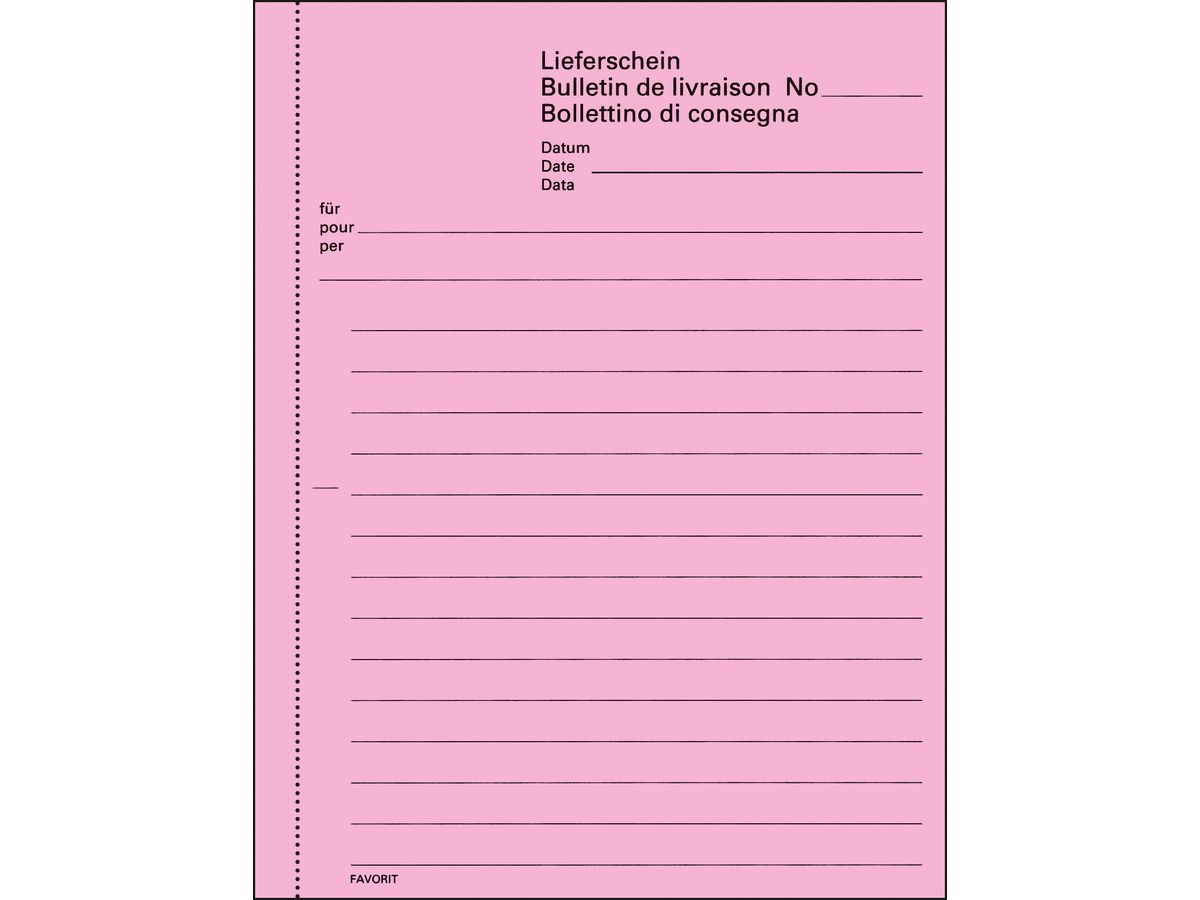 FAVORIT Bolla di consegna D/F/I A6 8281OK rosso/bianco 50x2 fogli (7612149044192)