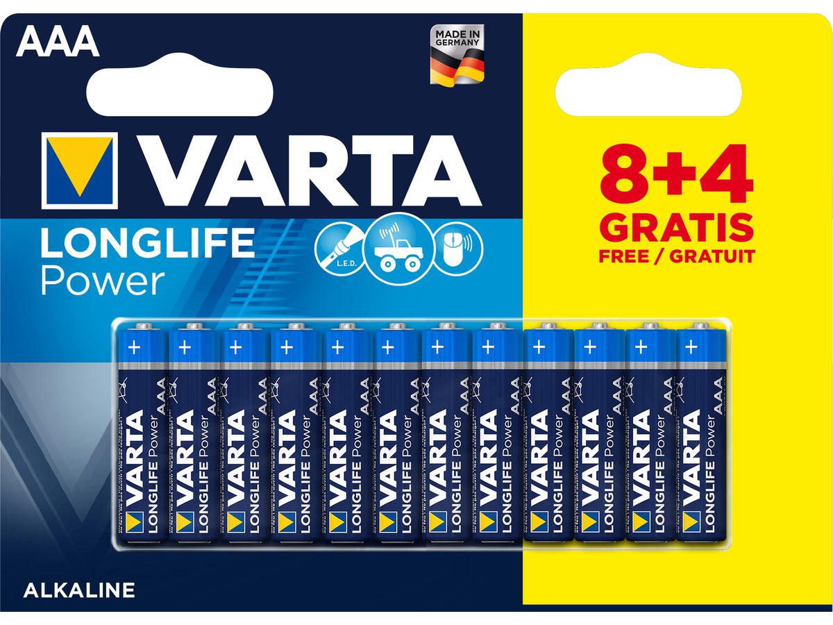 VARTA Batterie Longlife Power 4903121472 AAA/LR03, 12 Stück (4008496659203)