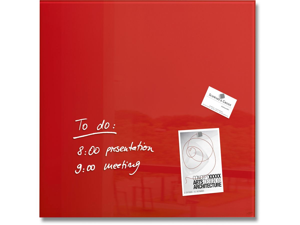 SIGEL Lavagna magnetico vetro GL114 rosso 480x480x15mm (4004360887703)