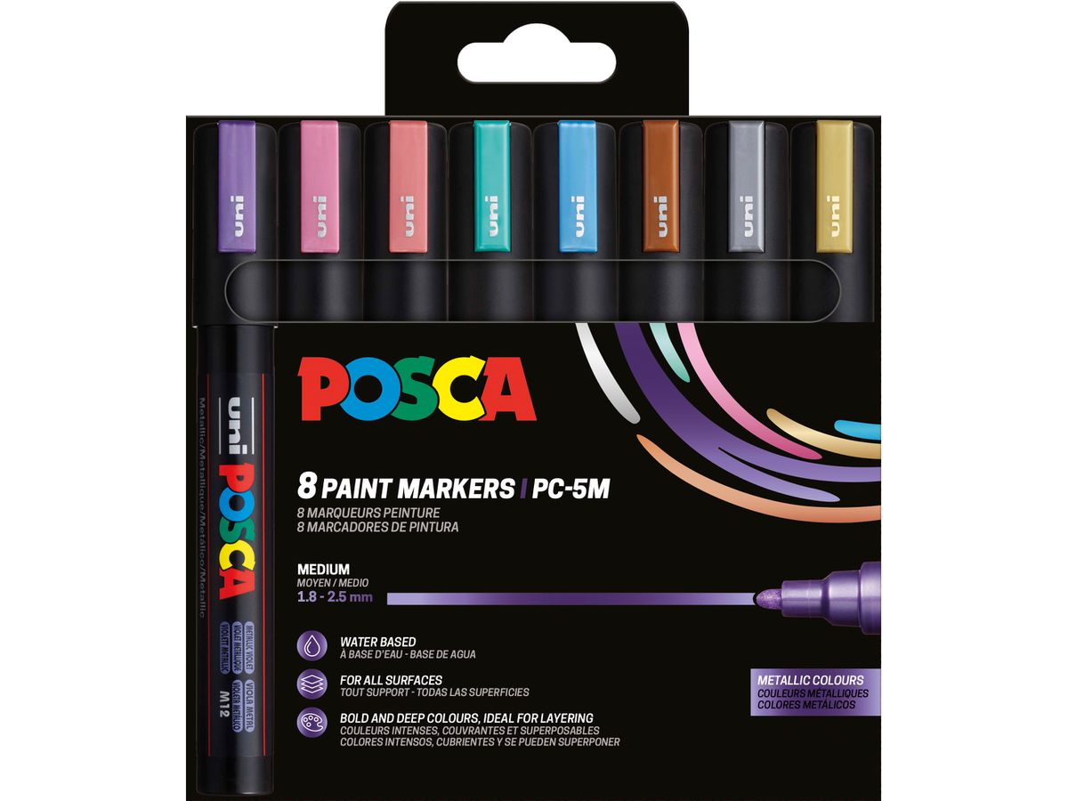 POSCA Marker 1.8-2.5mm PC-5M 8P SET Metallic 8 Farben (3701614901239)