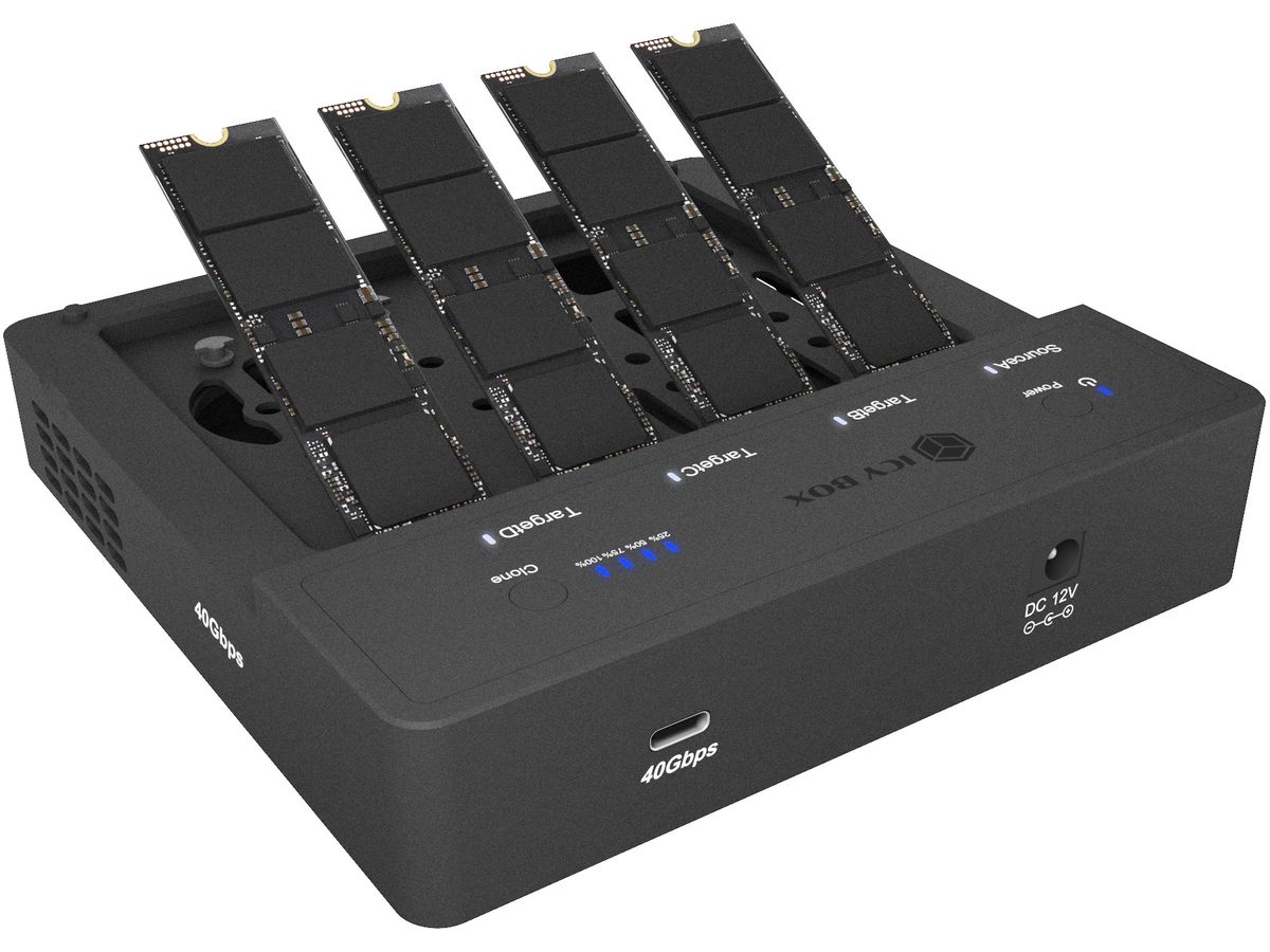 ICY BOX Docking & CloneStation IB-4013MCL-C4 4x M.2 NVMe SSD, USB4 (4250078174868)