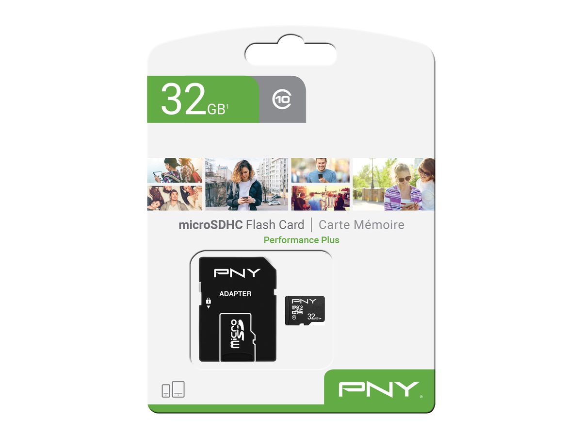 PNY Performance Plus 32GB P-SDU32G10PPL-GE MicroSD HC Card Cl.10 (0751492625676)