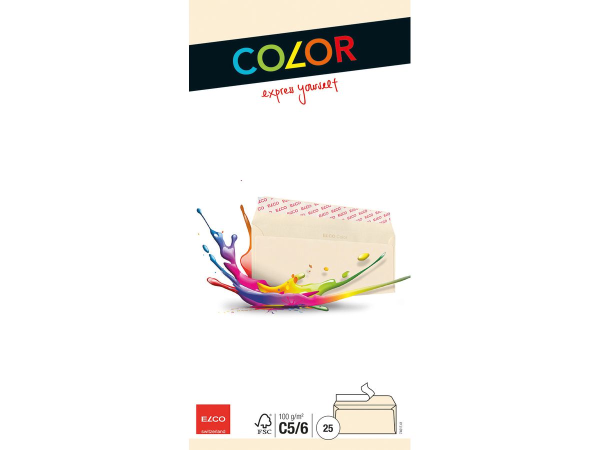 ELCO Busta Office s/finestra C5/6 74617.41 100g, chamois 25 pezzi (7610425434309)