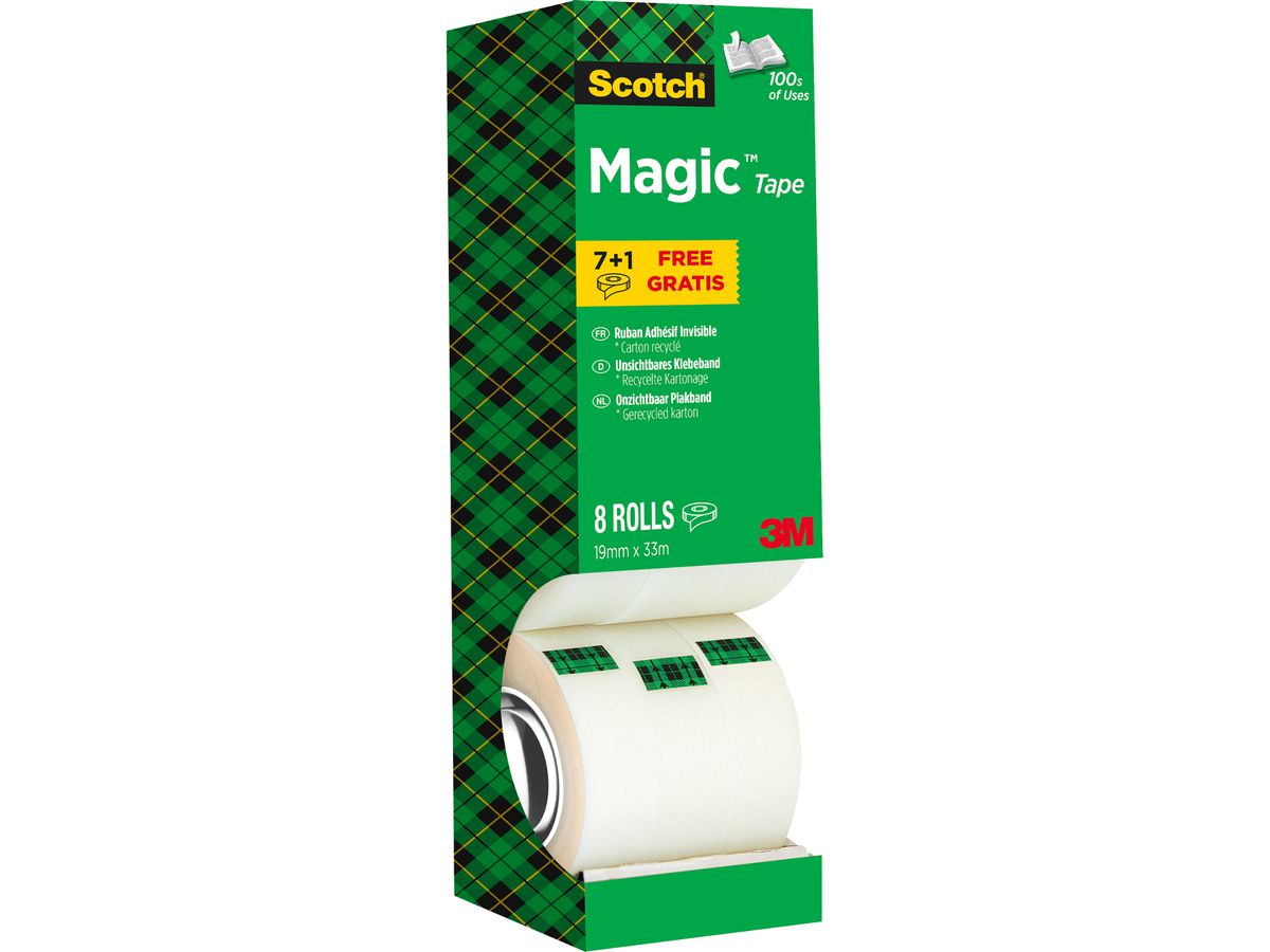 SCOTCH Magic Tape Turm 810 19mmx33m 8-1933R8 unsichtbar 8 Rollen (4046719205936)