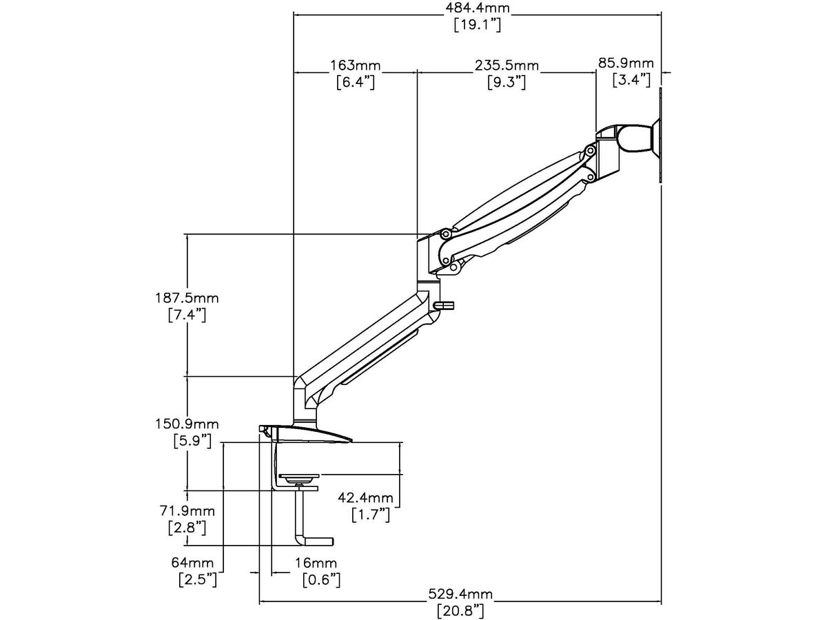 APOLLO Support de moniteur VCPSA/S single, gris (4032062142707)