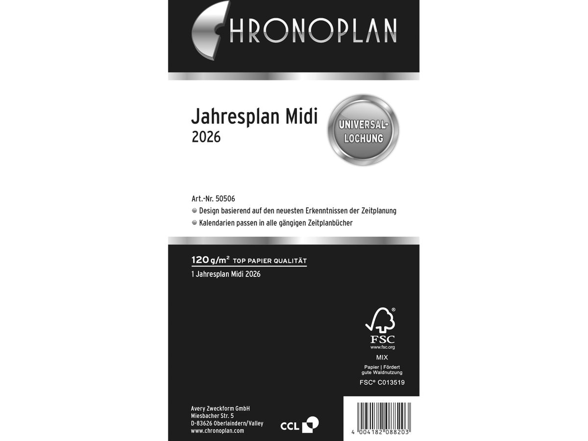 CHRONOPLAN Plan annuel 2026 50506Z.26 6M/1P Midi (4004182088203)