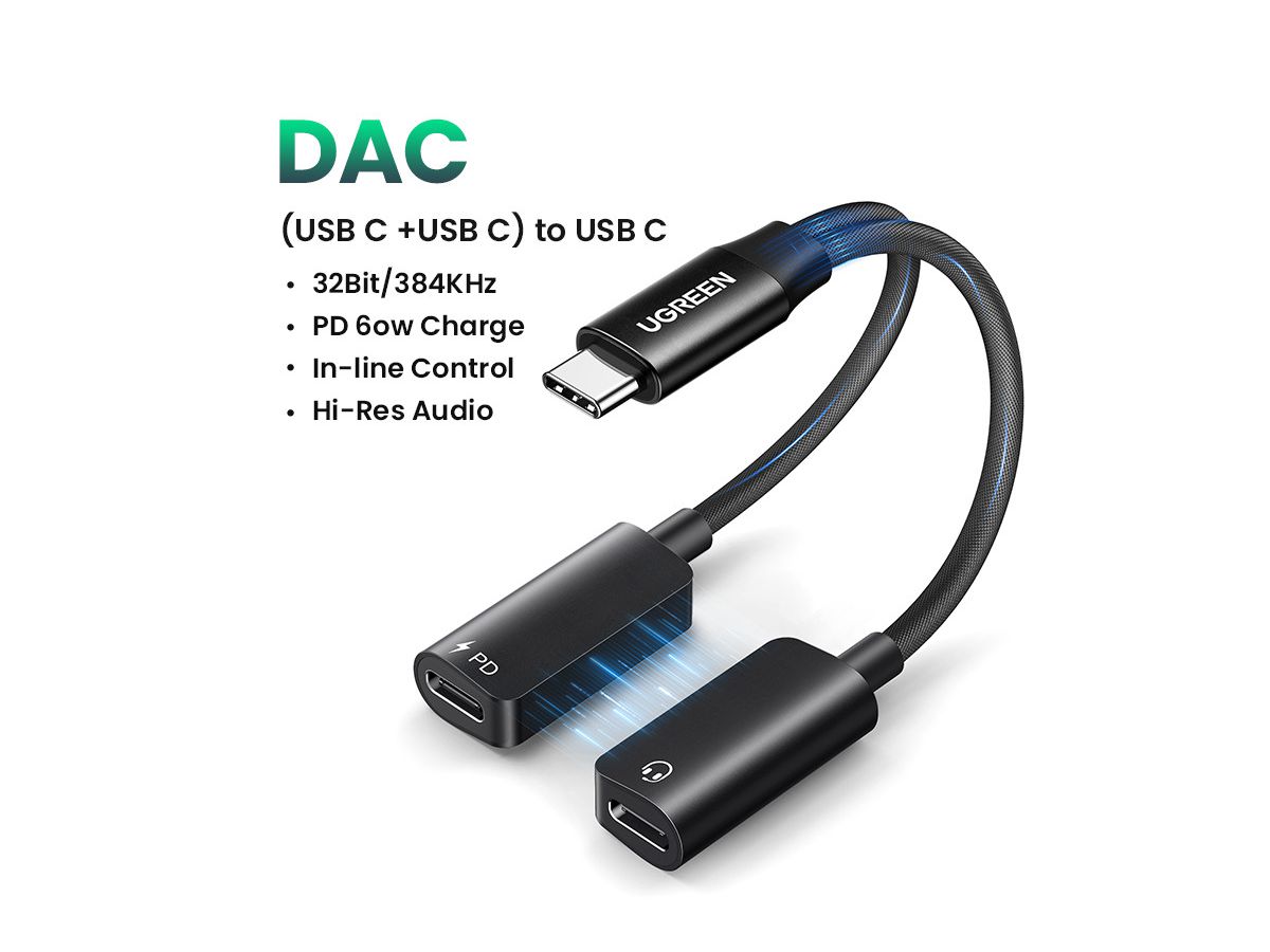 UGREEN Audio Adapter 2-in-1 45800 1xUSB-C In, 2x-USB-C Out (6941876248001)