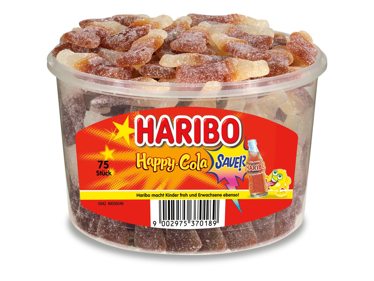 HARIBO Joyeux Cola Sour 100004 Boîte 1200g, 150 pcs. (4001686011829)