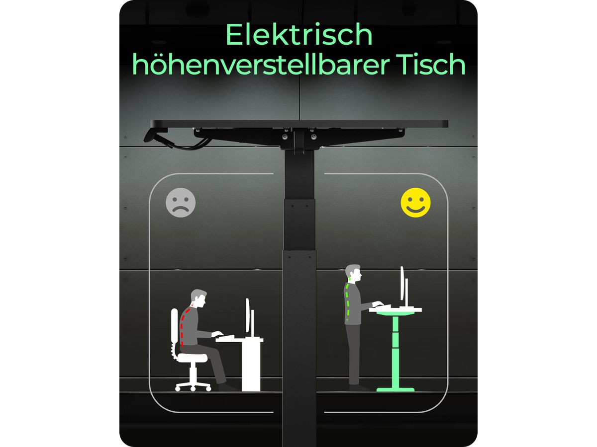 ICY BOX Hubtischgestell IB-EW122B-TT schwarz, höhenverstellbar (4250078174202)