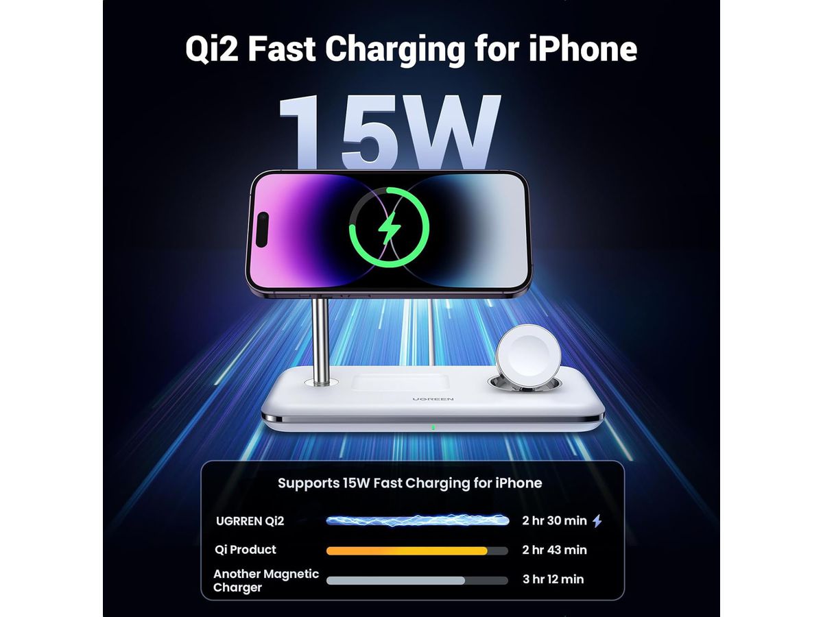 UGREEN Wireless Charger 3in1 25W 90326 BB iPhone,Apple Watch,AirPods BB (6957303893263)