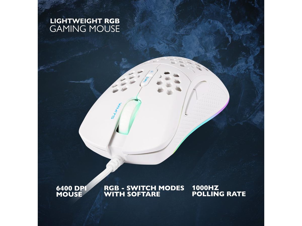 DELTACO Lightweight Gaming Mouse,RGB GAM-108-W White, WM75 (7333048057921)
