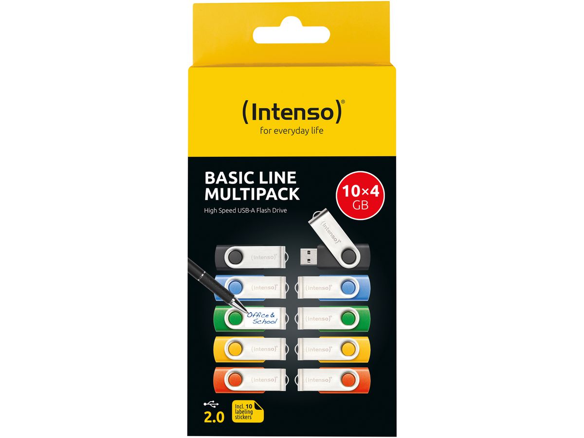 INTENSO USB-Stick Basic Line 10x4GB 3503551 USB 2.0 Mulitpack (4034303035847)