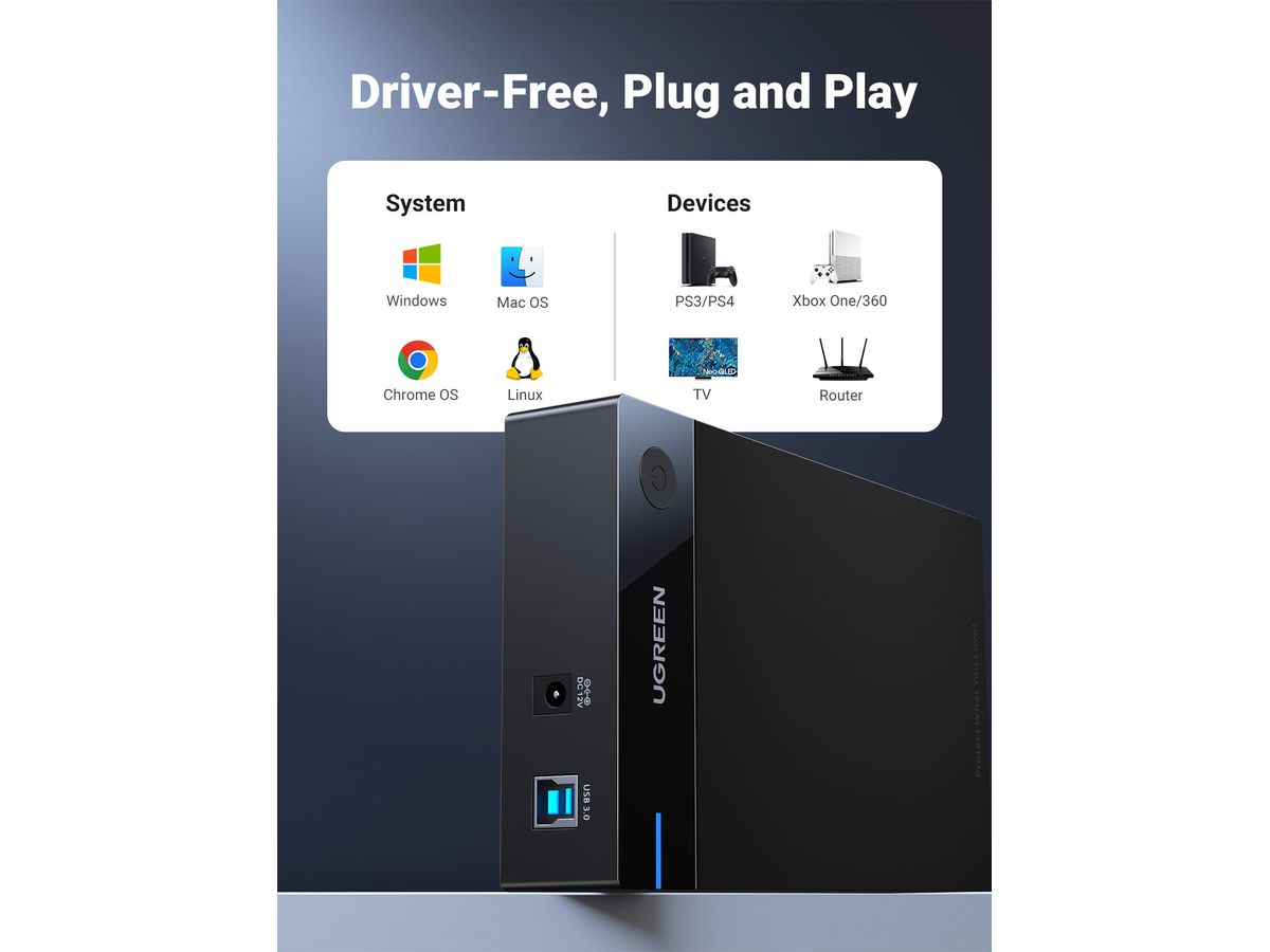 UGREEN SATA Hard Driver Enclosure 50422 USB 3.0 B to 3.5,2.5 (BB) (6957303854226)