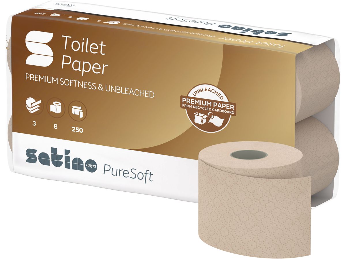 SATINO Toilettenpapier PureSoft 628528 3-lagig, 8 Rollen à 250 Blatt (4000735353897)