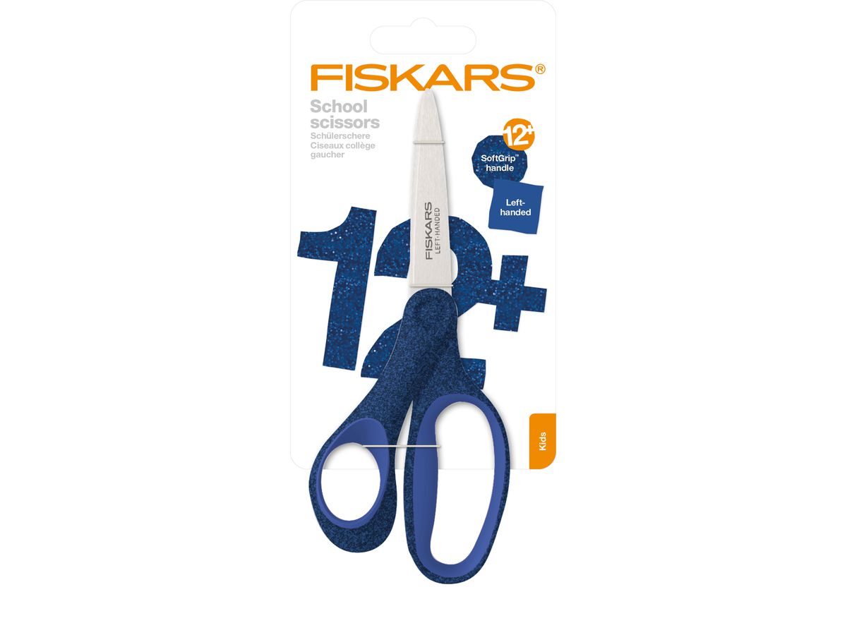 FISKARS Ciseaux d'école 18cm 1067862 bleu, gaucher (6424002017448)