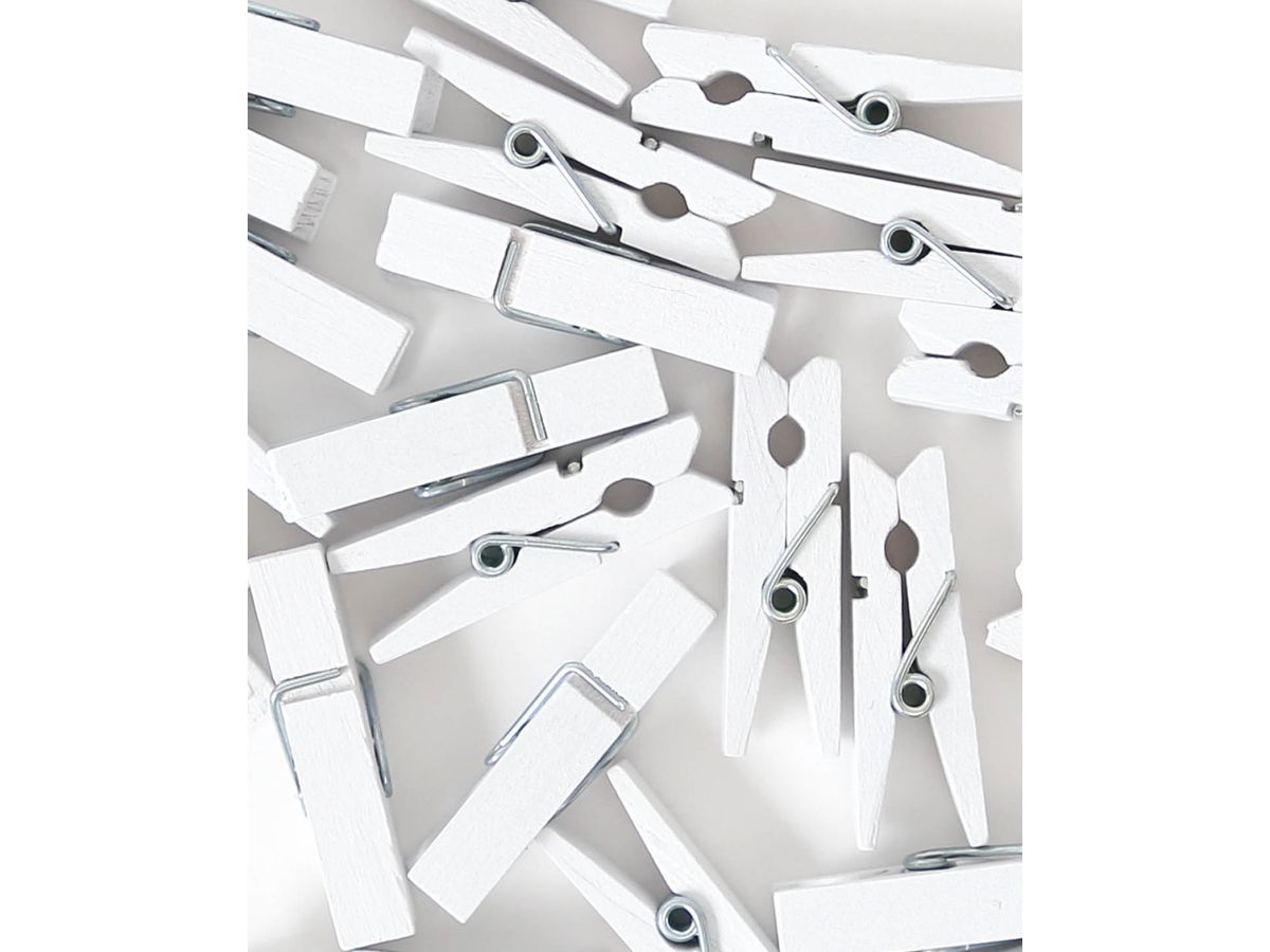 I AM CREATIVE Pince en bois Let`s Organize 4035.19 blanc, 35mm, FSC 25 pièces (7611983211784)