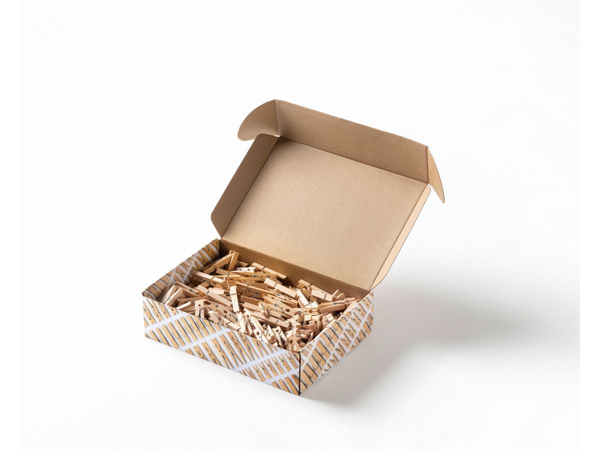 FOLIA Clips en bois natural 500g 22994 Jumbo Pack, 2.5-5 cm (4001868140897)