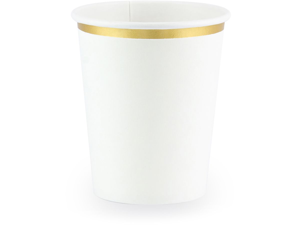 PARTYDECO Becher 260ml KPP30008EU1 weiss/gold 6 Stück (5900779189324)