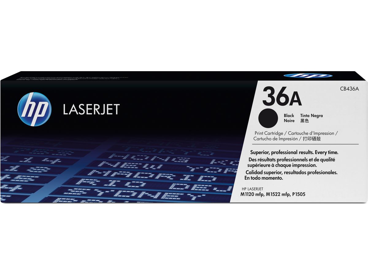 HP Cartouche toner 36A noir CB436A LaserJet P1505 2000 pages (0882780905221)