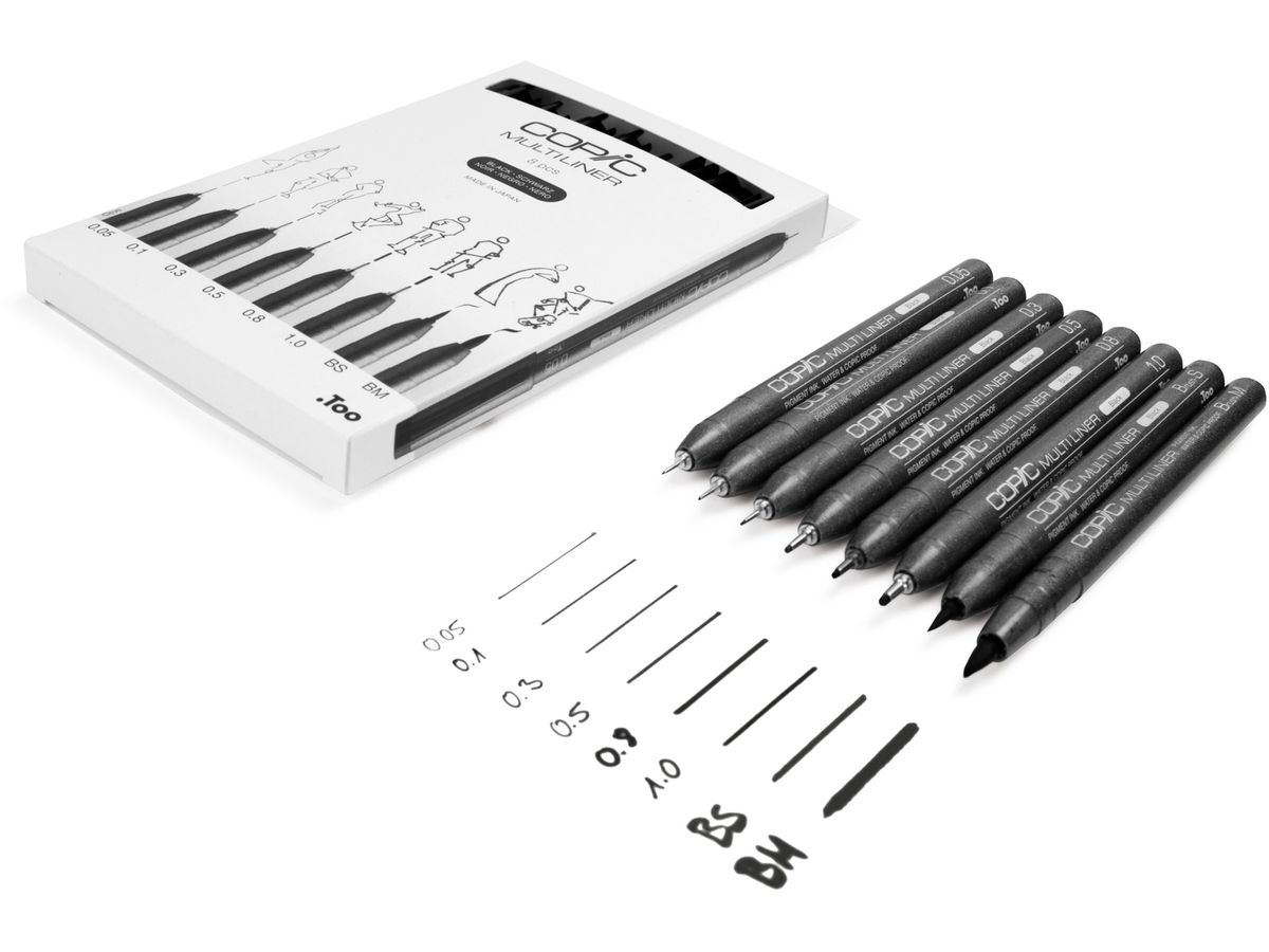 COPIC Multiliner 2207510 Set schwarz, 8 pz. (4511338006740)