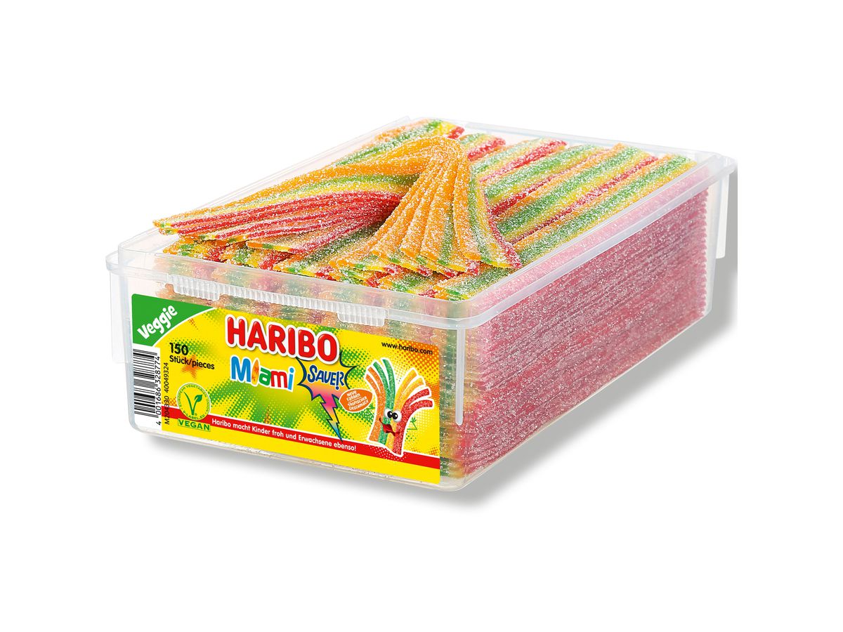 HARIBO Miami Sour vegano 125487 Scatola 1125g, 150 pz. (4001686008034)
