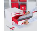LEITZ Schubladenbox WOW Cube A4 5213-20-26 weiss/rot, 4 Schubladen (4002432135172)