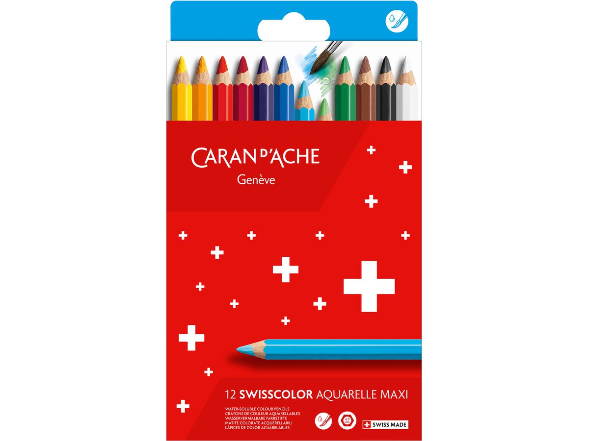 CARAN D'ACHE Crayons couleur Swisscolor 498.812 Maxi 12 couleurs (7630002354943)