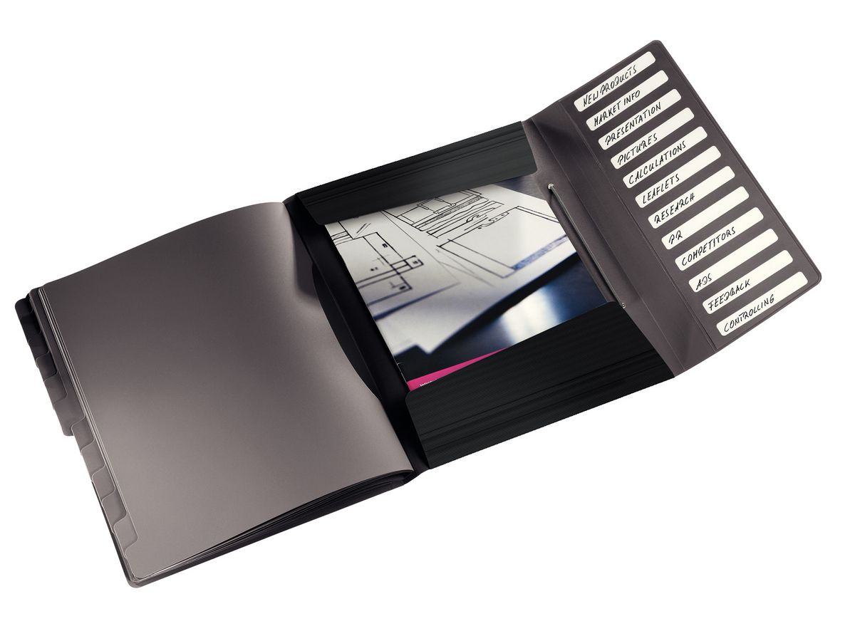 LEITZ Dossier archivio Solid PP A4 45701095 nero 12 scomp. (4002432114986)