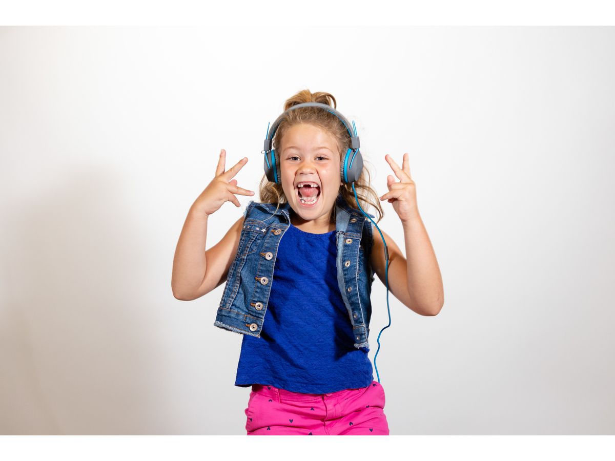 JLAB JBuddies Studio Kids On-Ear IEUHJKSTUDIORGRYBLU6 Wired, Grey/Blue (0812887015424)