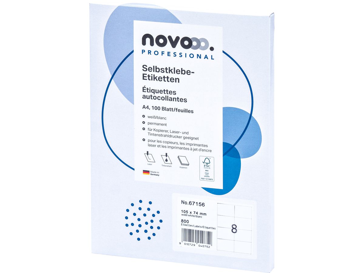 NOVOOO Etichette 105x74mm 67156 bianco 800 pezzi (9010729040752)