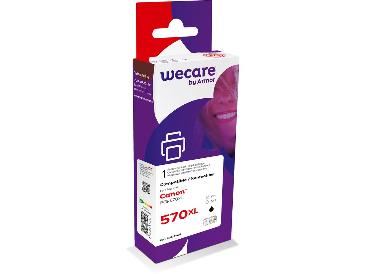 WECARE Inchiost. XL rebuilt nero PGI-570XLPGBWE p. Canon PIXMA MG5750 25ml (3112539812089)