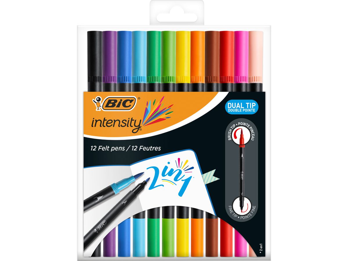 BIC Penna fibra Dual Tip 989695 12 pezzi, colori ass. (3086123589568)